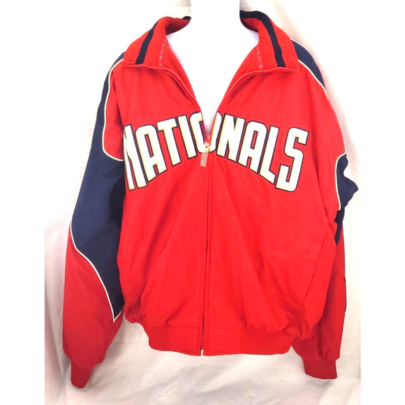 Majestic Authentic DC Nationals Mens XL Jacket Red Blue Full Zip Gently Used - Picture 1 of 15